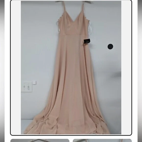 Nwt Lulu's Chiffon Maxi Dress Gown Romantic Bridesmaids Prom Size S Pink Wedding - Picture 4 of 6